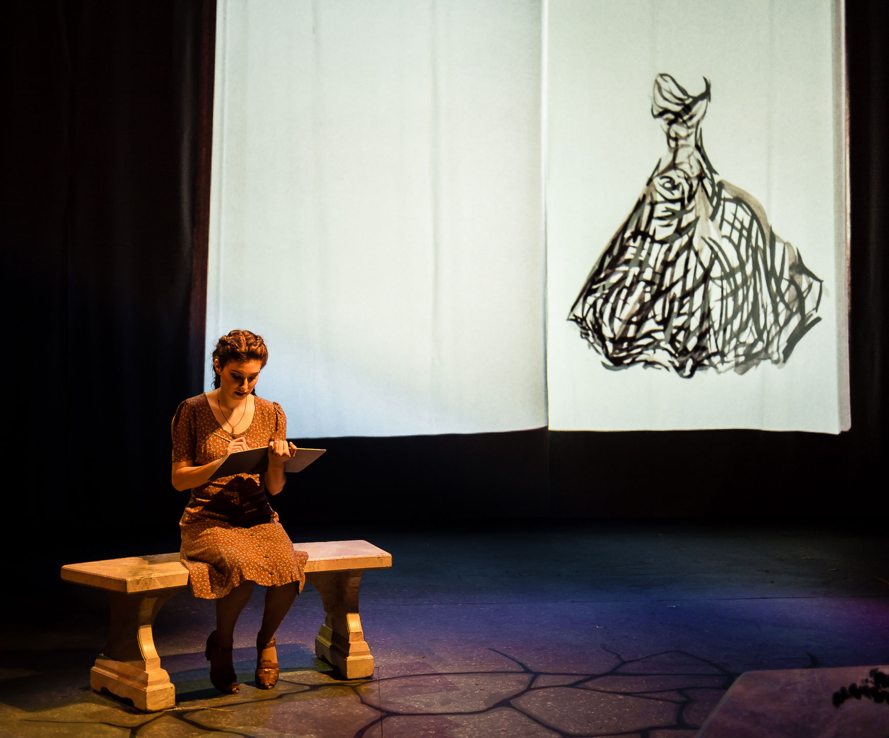 In the Time of the Butterflies, Scene 5, 2017, Ricardo Lopez and Michelle Lee, Playwright’s Theater, CSUS. Photo: Rik Keller